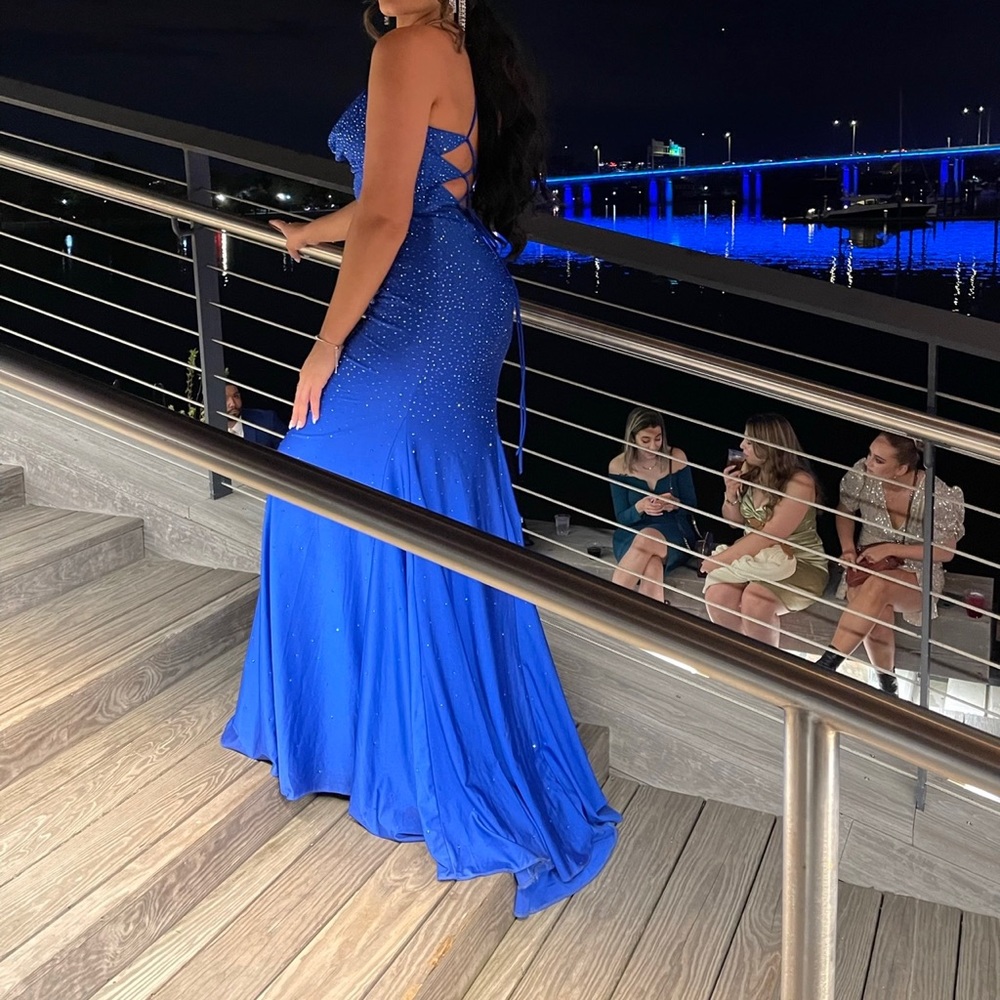 Royal blue sparkle prom dress